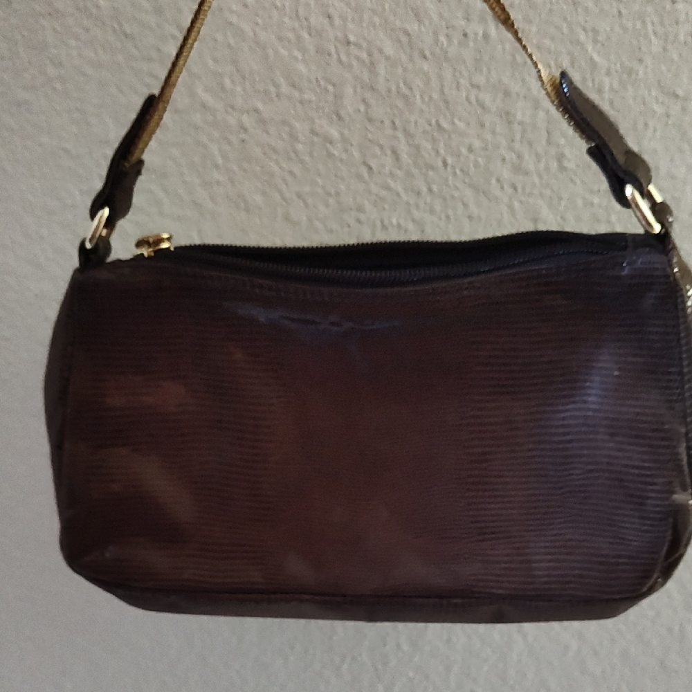 Renato Angi Dark Brown Shoulder Bag with Gold Accents